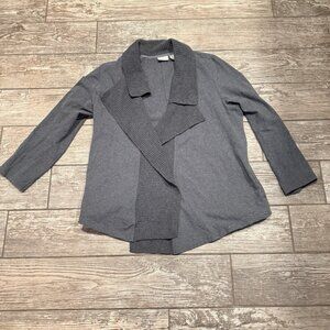 Zenergy By Chicos Womens Gray Open Front Cozy Cardigan Sweater Size 2